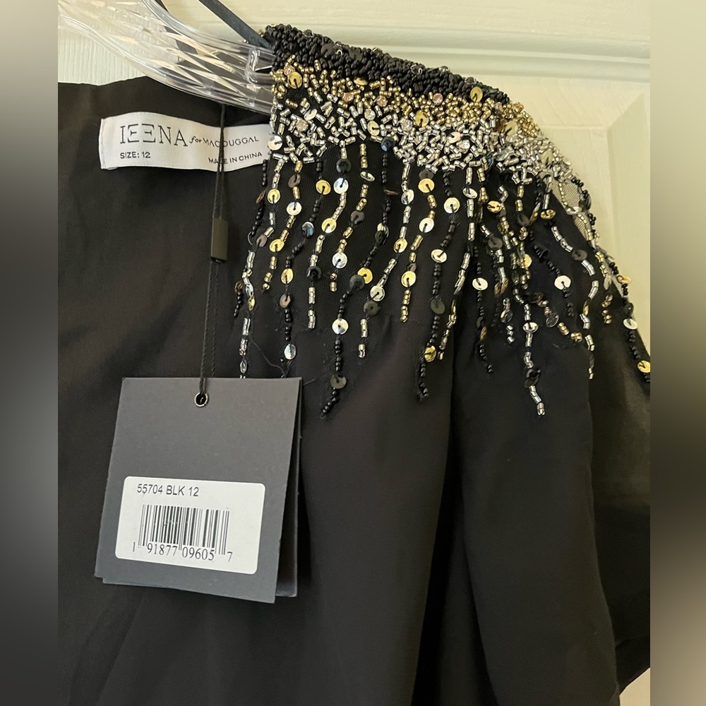 Mac Duggal Women’s NWT Classic Black Embellished Shoulders Gown size 12 … - Picture 10 of 12